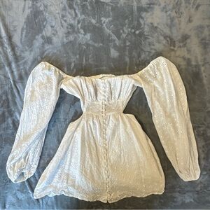 Sabo Luxe Size Medium White Eyelet Cotton Mini Dress